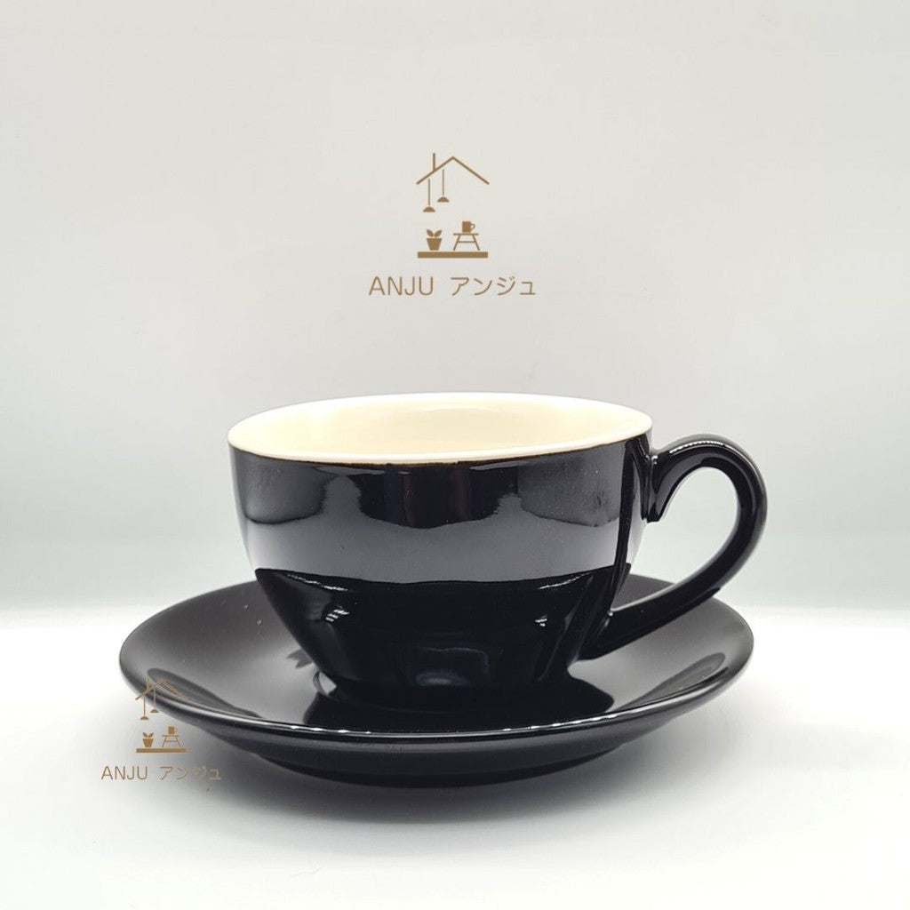 Rosa Black 300 ml Cappuccino Cup & Saucer - Barista Pro