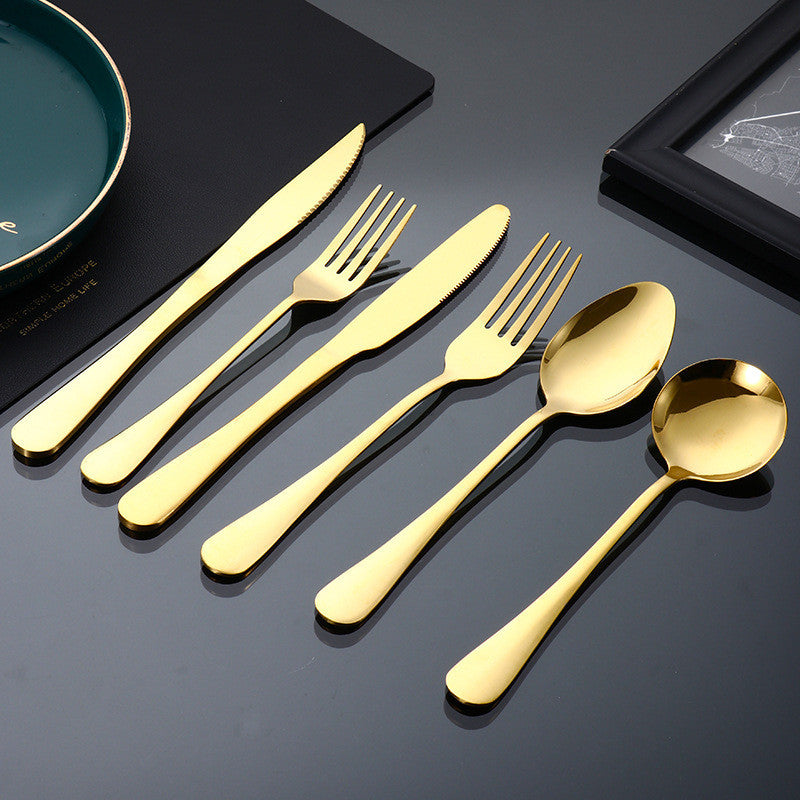 Extra Thick Hotel Quality Set Sudu Garfu Sudu Stainless Steel Spoon Fork Cutlery Tableware Set (40g-Gold)