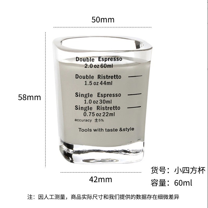 (Ready Stock)Coffee Espresso Shot Glass Double Mouthed Heat Resistance with Measuring Line 30ml 60ml 75ml