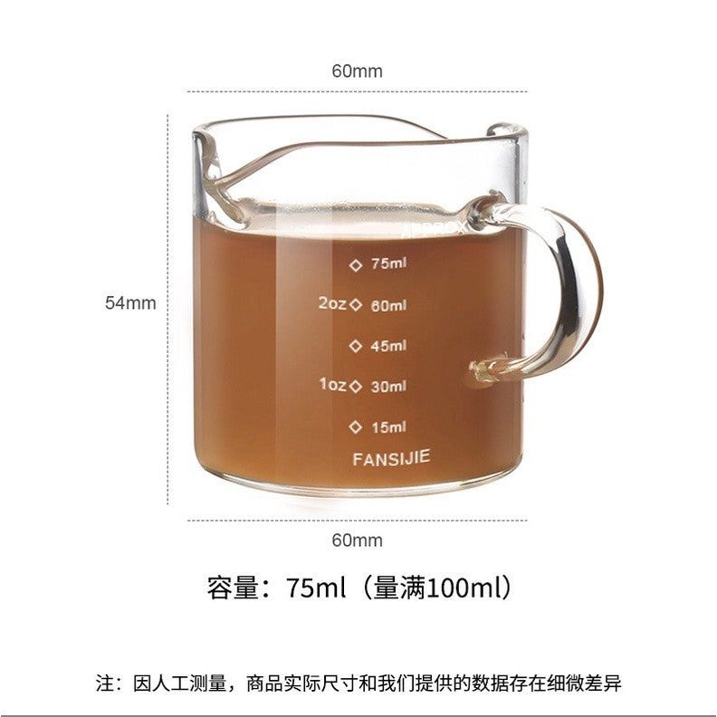 (Ready Stock)Coffee Espresso Shot Glass Double Mouthed Heat Resistance with Measuring Line 30ml 60ml 75ml