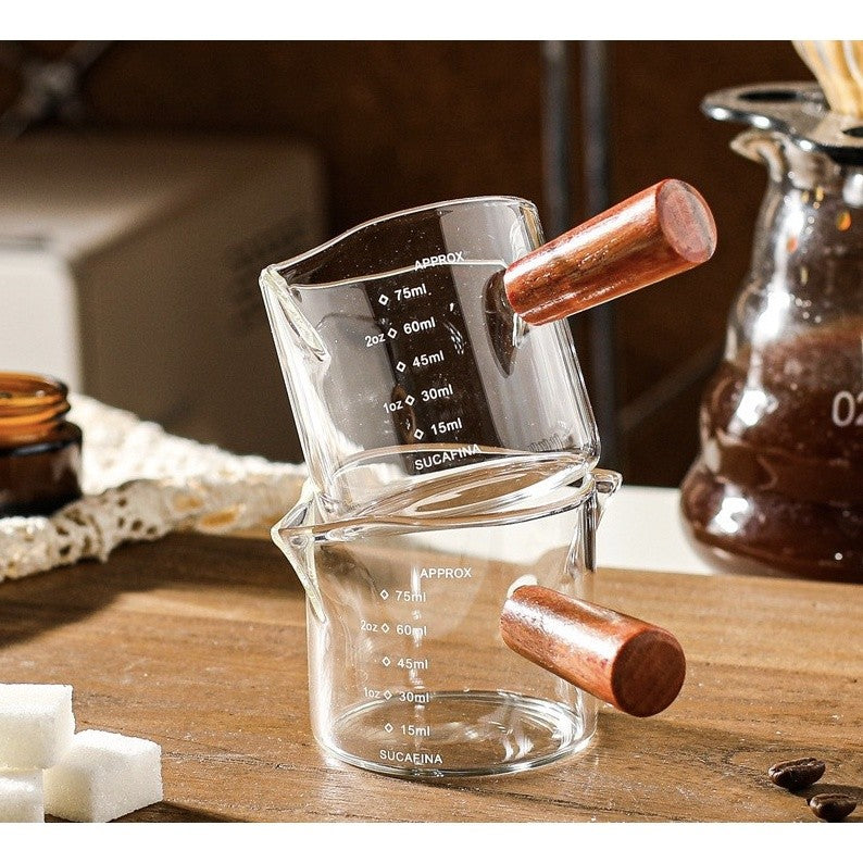 (Ready Stock)Coffee Espresso Shot Glass Double Mouthed Heat Resistance with Measuring Line 30ml 60ml 75ml