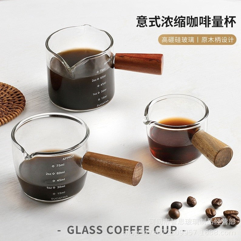 (Ready Stock)Coffee Espresso Shot Glass Double Mouthed Heat Resistance with Measuring Line 30ml 60ml 75ml