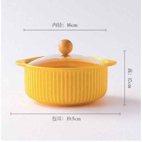 ANJU アンジュ Ready Stock Nordic Style Cute Bowl Ceramic Instant Noodle Bowl With Lid Soup Bowl Mangkuk Lauk Mangkuk Seramik