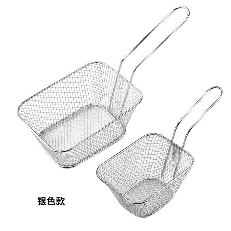 ANJU アンジュ Stainless steel Fried basket chicken nuggets French fries home with square basket snacks 油炸食物网筛篮