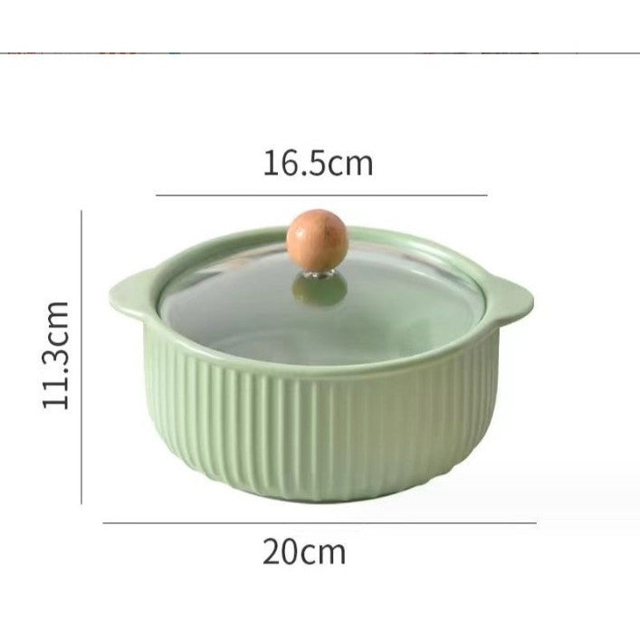 ANJU アンジュ Ready Stock Nordic Style Cute Bowl Ceramic Instant Noodle Bowl With Lid Soup Bowl Mangkuk Lauk Mangkuk Seramik