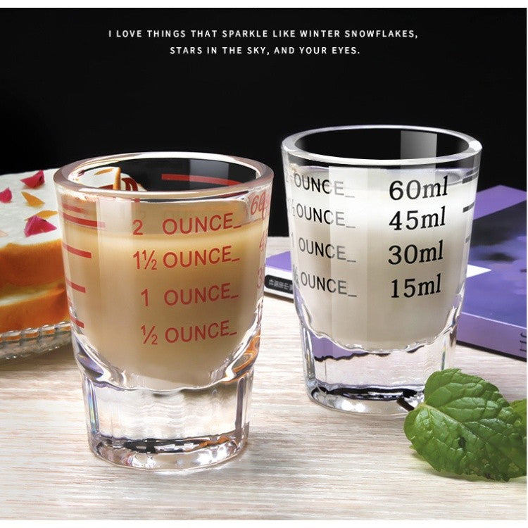 (Ready Stock)Coffee Espresso Shot Glass Double Mouthed Heat Resistance with Measuring Line 30ml 60ml 75ml