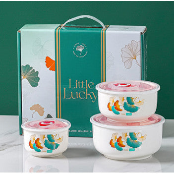 ANJU アンジュ Bohemian Bowl Container Ceramic Bowl Set Bowl With Lid Food Storage Container Giftbox Raya Doorgift Mangkuk
