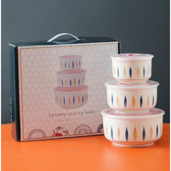 ANJU アンジュ Bohemian Bowl Container Ceramic Bowl Set Bowl With Lid Food Storage Container Giftbox Raya Doorgift Mangkuk
