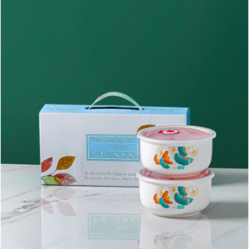 ANJU アンジュ Bohemian Bowl Container Ceramic Bowl Set Bowl With Lid Food Storage Container Giftbox Raya Doorgift Mangkuk