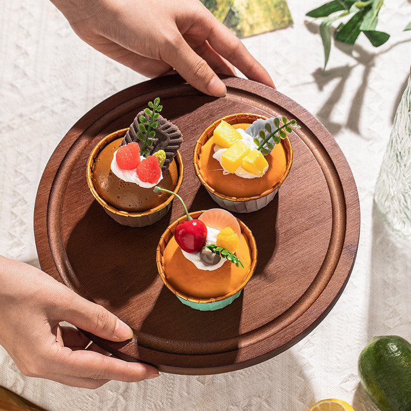 Wooden Cake Stand with Glass Cover Cupcake Stand Display Stand Dessert Plate Food Display Fruit Display Tray