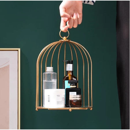 Bird Cage Cake Dessert Desktop Perfume Organizer Holder Countertop Makeup Rack Creative Home Gold Table Decoration