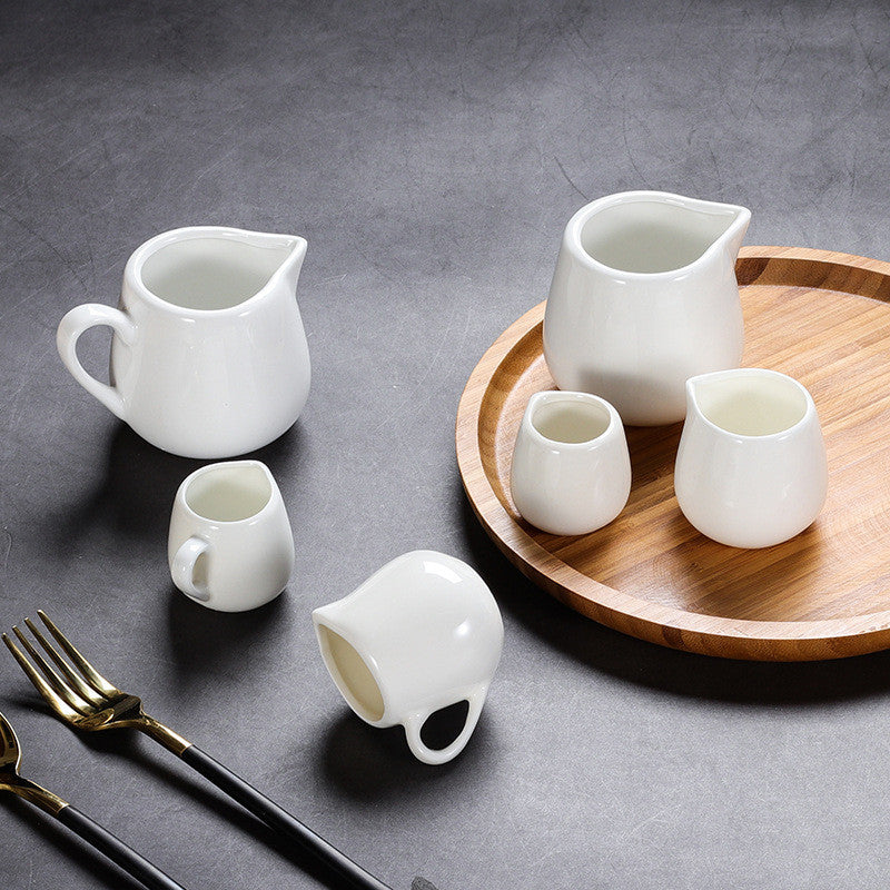 White Ceramic Milk Jar / Milk Jug for Tea/Coffee Sugar & Creamer & Milk Pots Pitcher Seasoning Jar Creamer