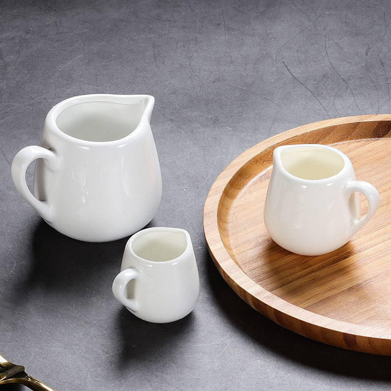 White Ceramic Milk Jar / Milk Jug for Tea/Coffee Sugar & Creamer & Milk Pots Pitcher Seasoning Jar Creamer
