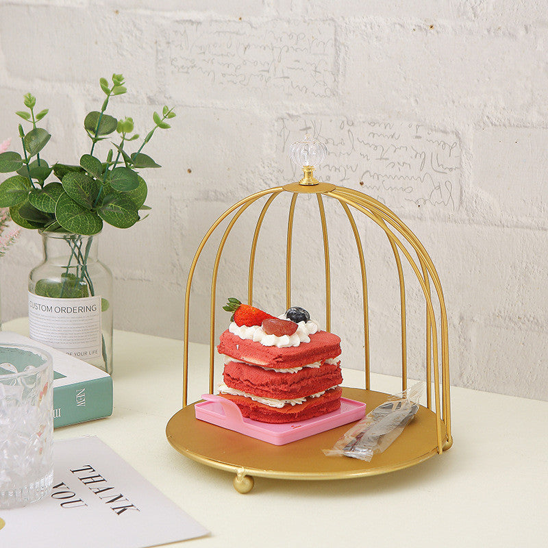 Bird Cage Cake Dessert Desktop Perfume Organizer Holder Countertop Makeup Rack Creative Home Gold Table Decoration