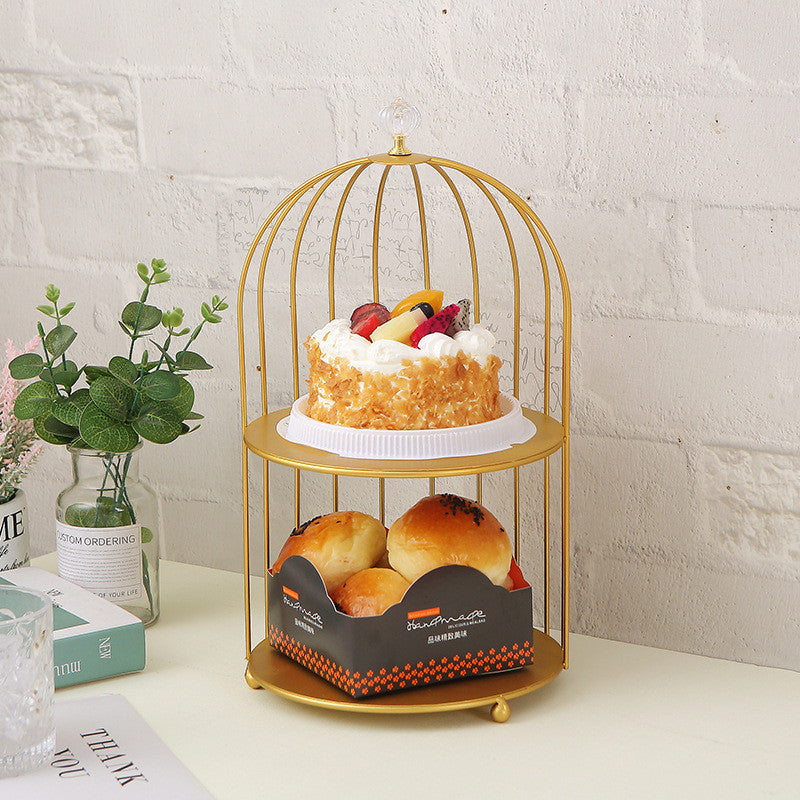 Bird Cage Cake Dessert Desktop Perfume Organizer Holder Countertop Makeup Rack Creative Home Gold Table Decoration