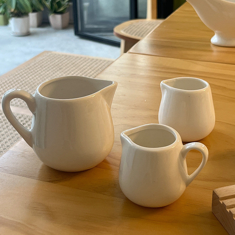 White Ceramic Milk Jar / Milk Jug for Tea/Coffee Sugar & Creamer & Milk Pots Pitcher Seasoning Jar Creamer
