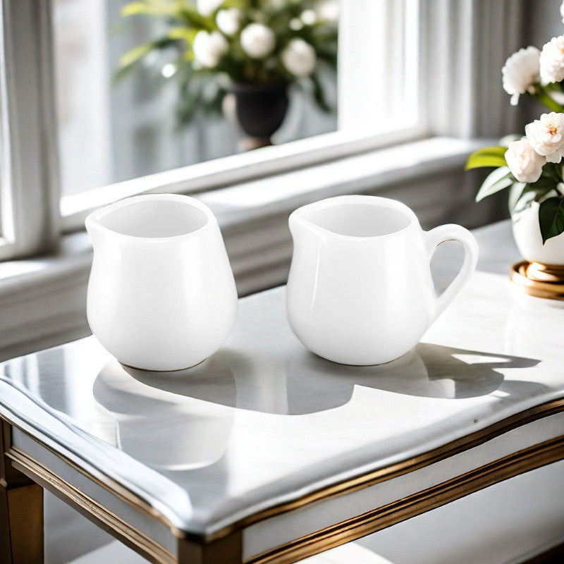 White Ceramic Milk Jar / Milk Jug for Tea/Coffee Sugar & Creamer & Milk Pots Pitcher Seasoning Jar Creamer