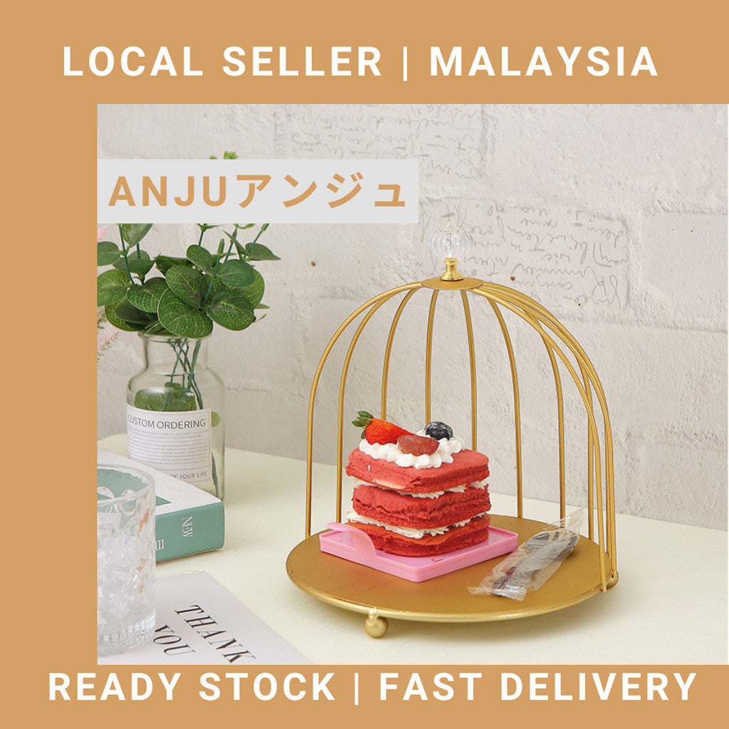 Bird Cage Cake Dessert Desktop Perfume Organizer Holder Countertop Makeup Rack Creative Home Gold Table Decoration