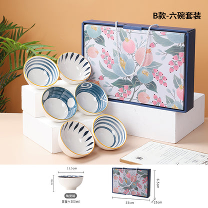 Traditional Japanese Style Rice Bowl Porcelain Bowl Ceramic Bowl Plate Mangkuk Keramik Doorgift Wedding Gift Dinnerware