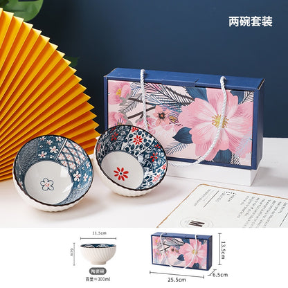 Traditional Japanese Style Rice Bowl Porcelain Bowl Ceramic Bowl Plate Mangkuk Keramik Doorgift Wedding Gift Dinnerware