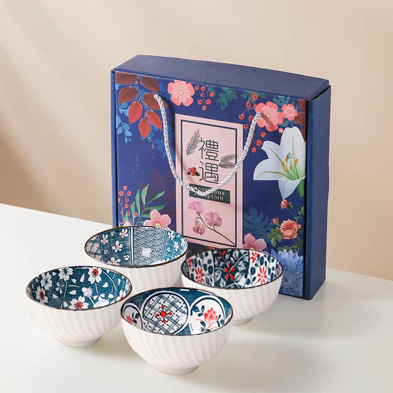 Traditional Japanese Style Rice Bowl Porcelain Bowl Ceramic Bowl Plate Mangkuk Keramik Doorgift Wedding Gift Dinnerware