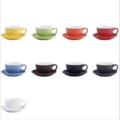 300ml colorful fashion quality ceramic Coffee Cup and Saucer matte fin