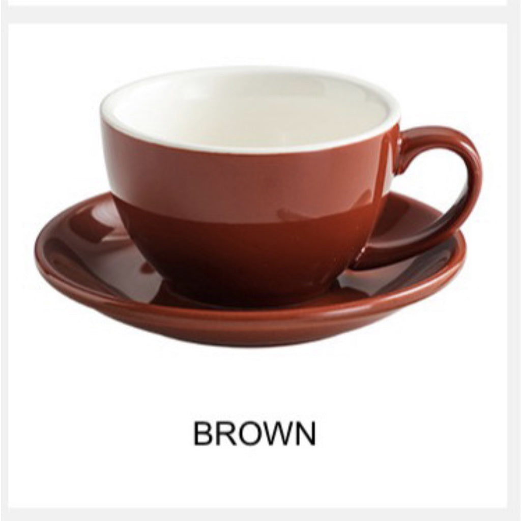 【220/250ml】Bright/Matte Surface European Style Ceramic  Coffee Cup+Saucer 220/250ml