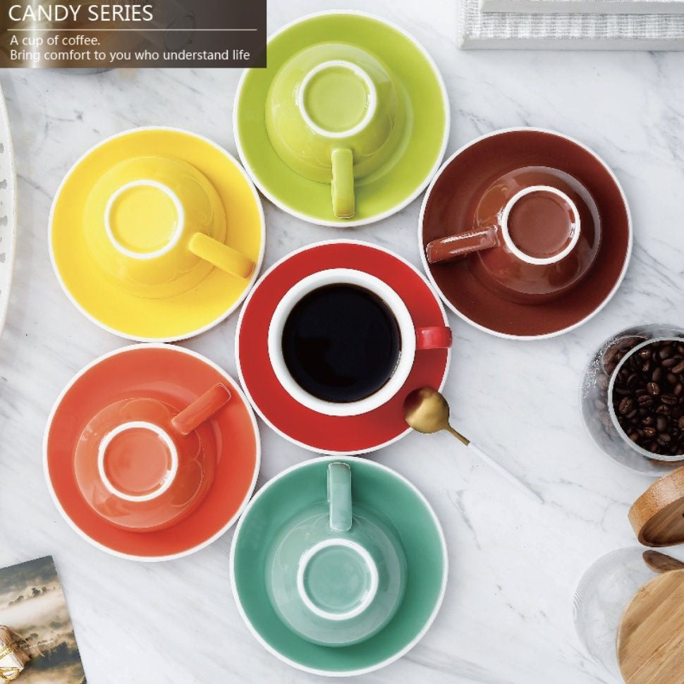 [ 300ML ]European Style Colourful Ceramic Barista Coffee Cup and Saucer -1 set