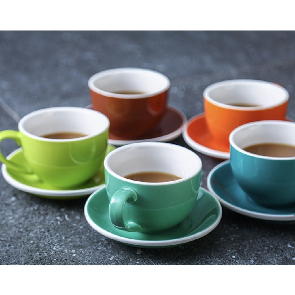 [ 300ML ]European Style Colourful Ceramic Barista Coffee Cup and Saucer -1 set