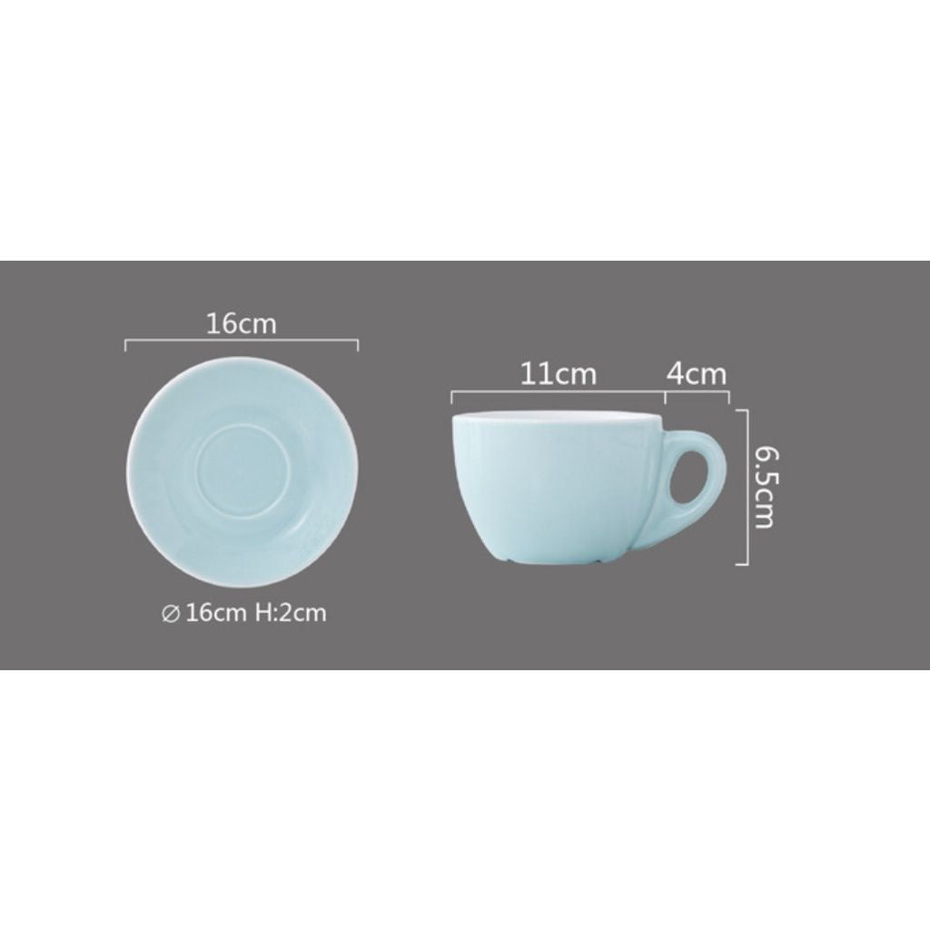 [ 300ML ]European Style Colourful Ceramic Barista Coffee Cup and Saucer -1 set