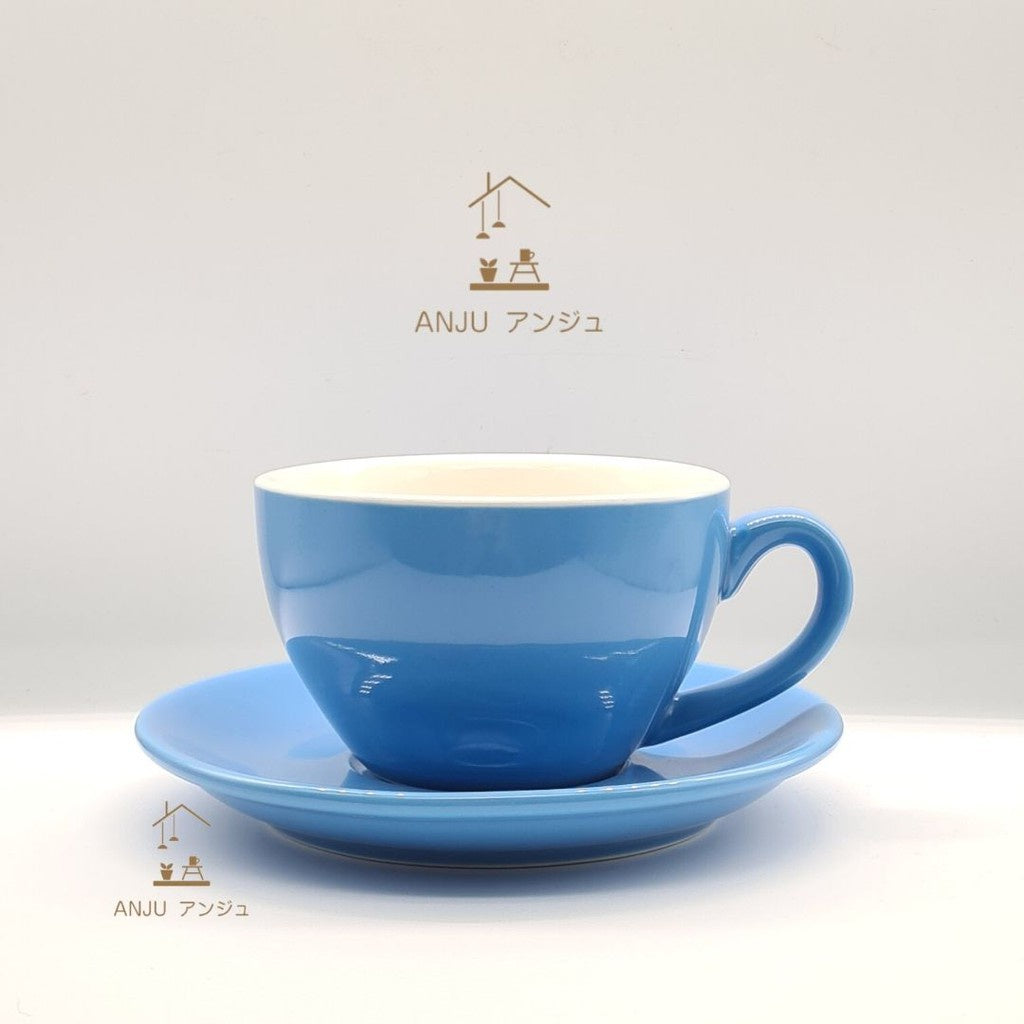 [ 300ML ]European Style Colourful Ceramic Barista Coffee Cup and Saucer -1 set