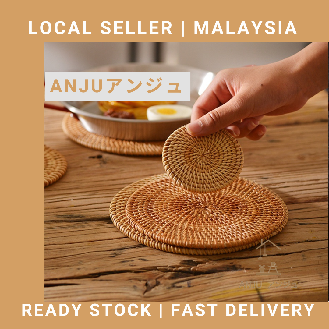 Rattan Heat Insulation Placemat / Coaster for Plate Dish Bowl Pan Cup Mug Glass