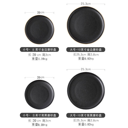 ANJU アンジュ 8/10Inch Nordic Black Matte Ceramic Dishes Dessert Salad Steak Plates Tableware Pinggan Seramik 陶瓷碟