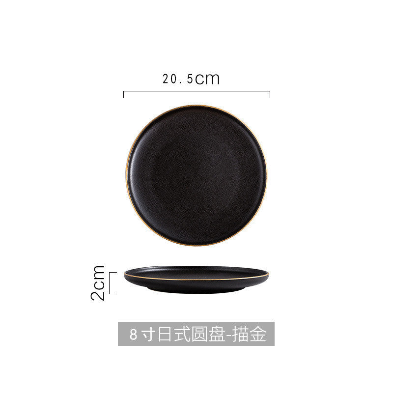 ANJU アンジュ 8/10Inch Nordic Black Matte Ceramic Dishes Dessert Salad Steak Plates Tableware Pinggan Seramik 陶瓷碟