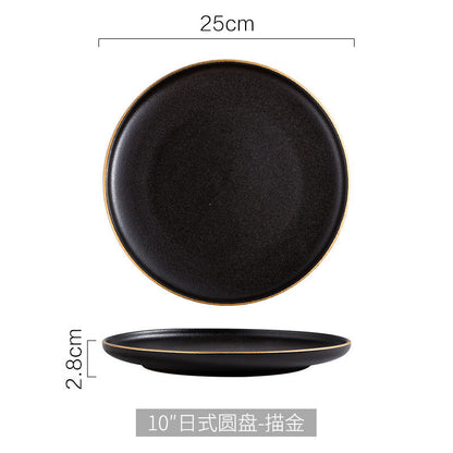 ANJU アンジュ 8/10Inch Nordic Black Matte Ceramic Dishes Dessert Salad Steak Plates Tableware Pinggan Seramik 陶瓷碟