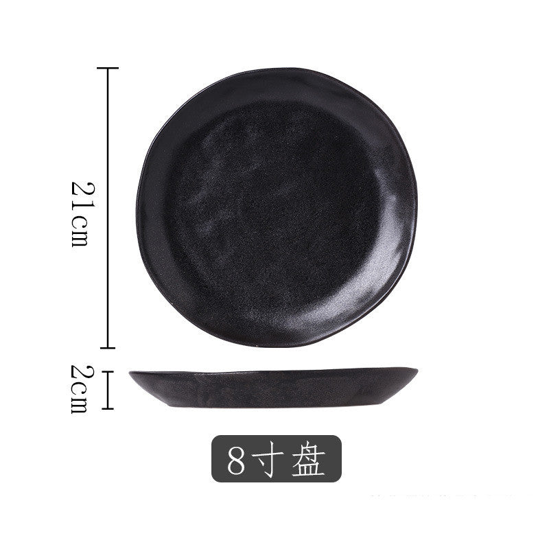 ANJU アンジュ 8/10Inch Nordic Black Matte Ceramic Dishes Dessert Salad Steak Plates Tableware Pinggan Seramik 陶瓷碟