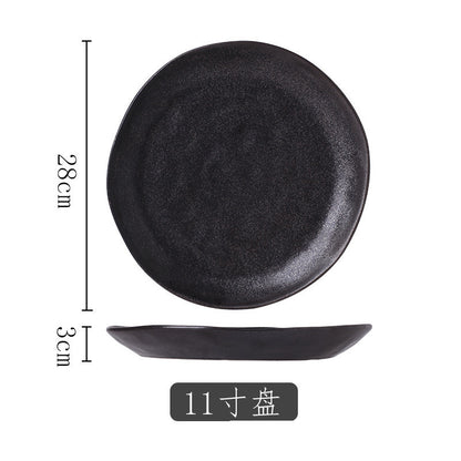 ANJU アンジュ 8/10Inch Nordic Black Matte Ceramic Dishes Dessert Salad Steak Plates Tableware Pinggan Seramik 陶瓷碟