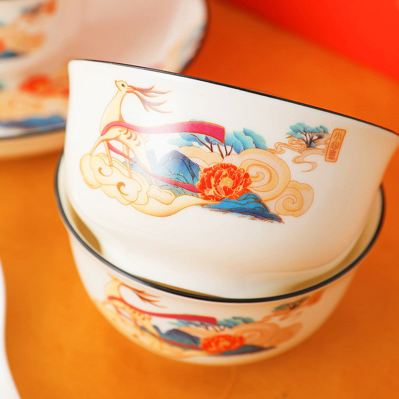 【Premium】Traditional Japanese Style Rice Bowl Porcelain Bowl Ceramic Mangkuk Set Ceramik Soup Tableware New Year Gift