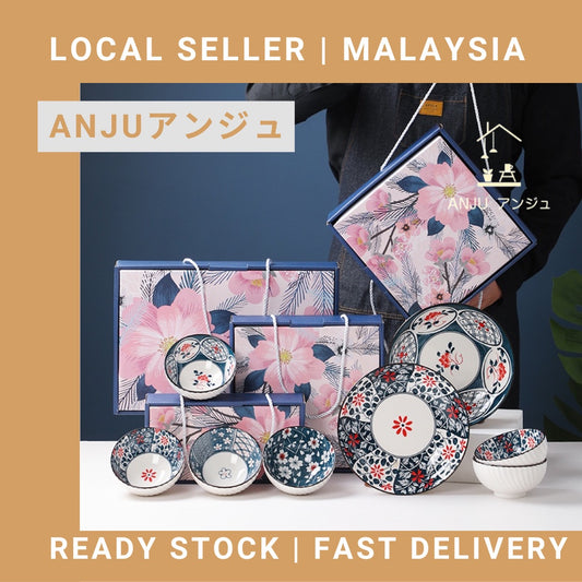 Traditional Japanese Style Rice Bowl Porcelain Bowl Ceramic Bowl Plate Mangkuk Keramik Doorgift Wedding Gift Dinnerware