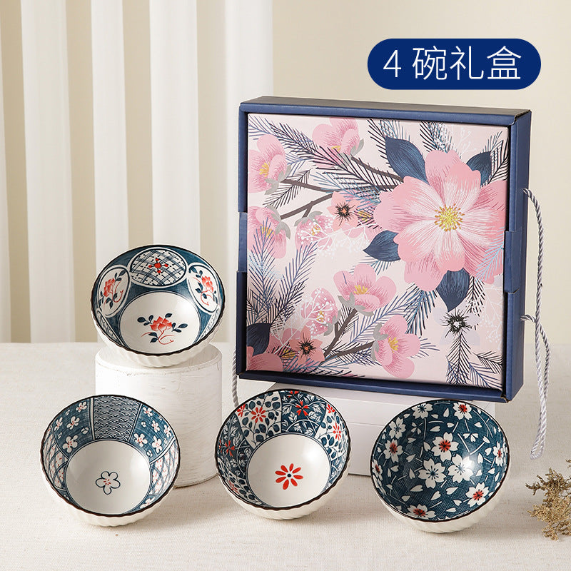 Traditional Japanese Style Rice Bowl Porcelain Bowl Ceramic Bowl Plate Mangkuk Keramik Doorgift Wedding Gift Dinnerware