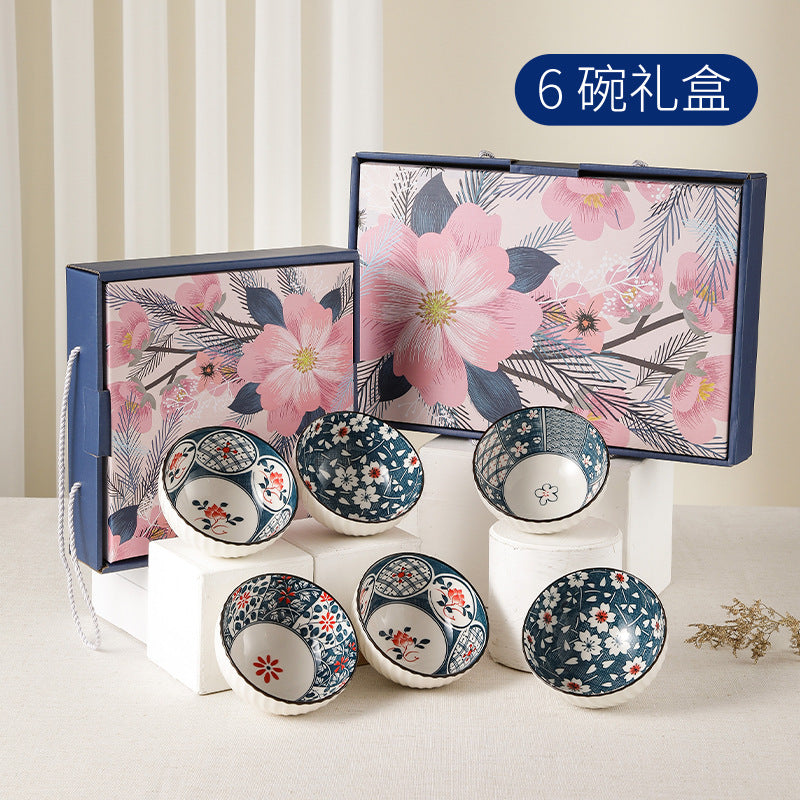 Traditional Japanese Style Rice Bowl Porcelain Bowl Ceramic Bowl Plate Mangkuk Keramik Doorgift Wedding Gift Dinnerware