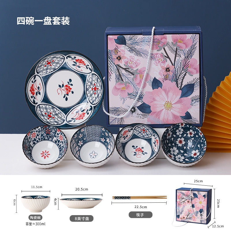 Traditional Japanese Style Rice Bowl Porcelain Bowl Ceramic Bowl Plate Mangkuk Keramik Doorgift Wedding Gift Dinnerware