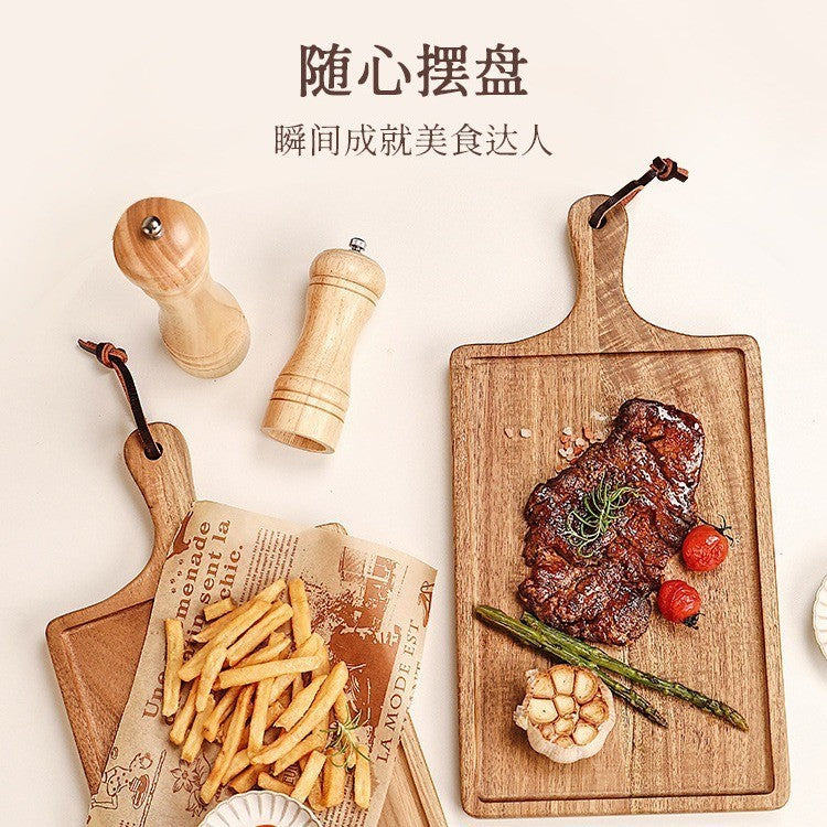 ANJU アンジュ Pizza Tray Acacia Wood Non-stick Round Rectangle Bread Plate Steak Plate Cutting Board Cheese Cutting Fruit