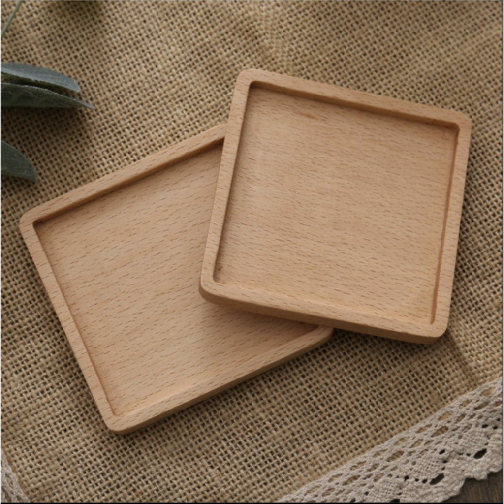 ANJU アンジュ Wooden Coaster/ Plate Beech Black Walnut Wood Coaster Retro Insulation Cup Tray 【Ready Stock🔥】.