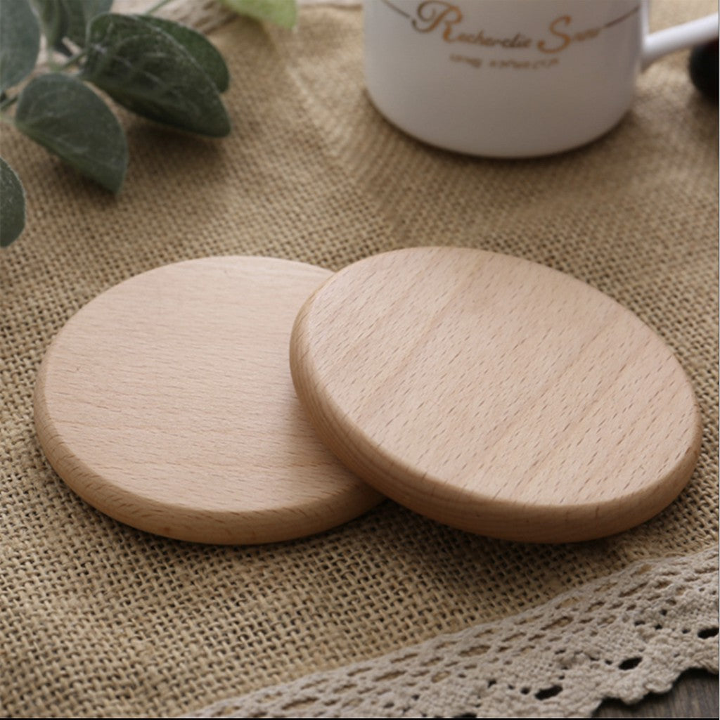 ANJU アンジュ Wooden Coaster/ Plate Beech Black Walnut Wood Coaster Retro Insulation Cup Tray 【Ready Stock🔥】.