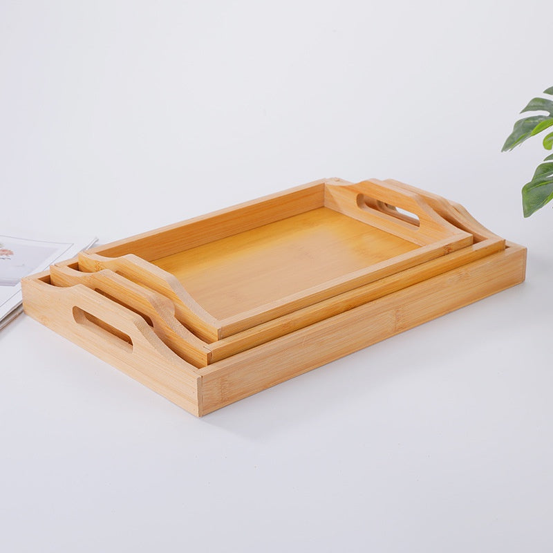 ANJU アンジュ Tray With Handle Bamboo Handmade Serving Tray Home Decorative Tray Food Tray Coffee Tea Serving Tray Fruit