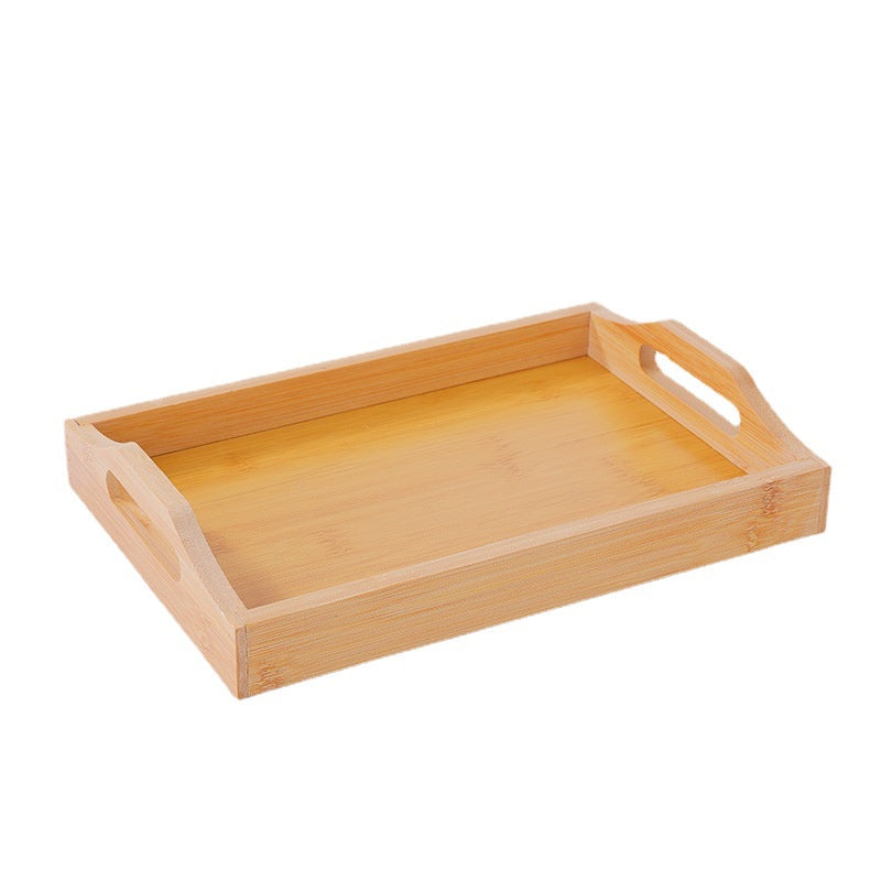 ANJU アンジュ Tray With Handle Bamboo Handmade Serving Tray Home Decorative Tray Food Tray Coffee Tea Serving Tray Fruit