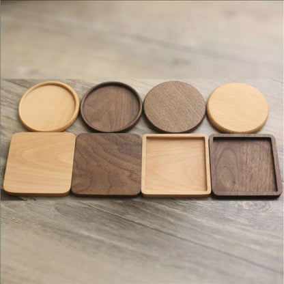 ANJU アンジュ Wooden Coaster/ Plate Beech Black Walnut Wood Coaster Retro Insulation Cup Tray 【Ready Stock🔥】.