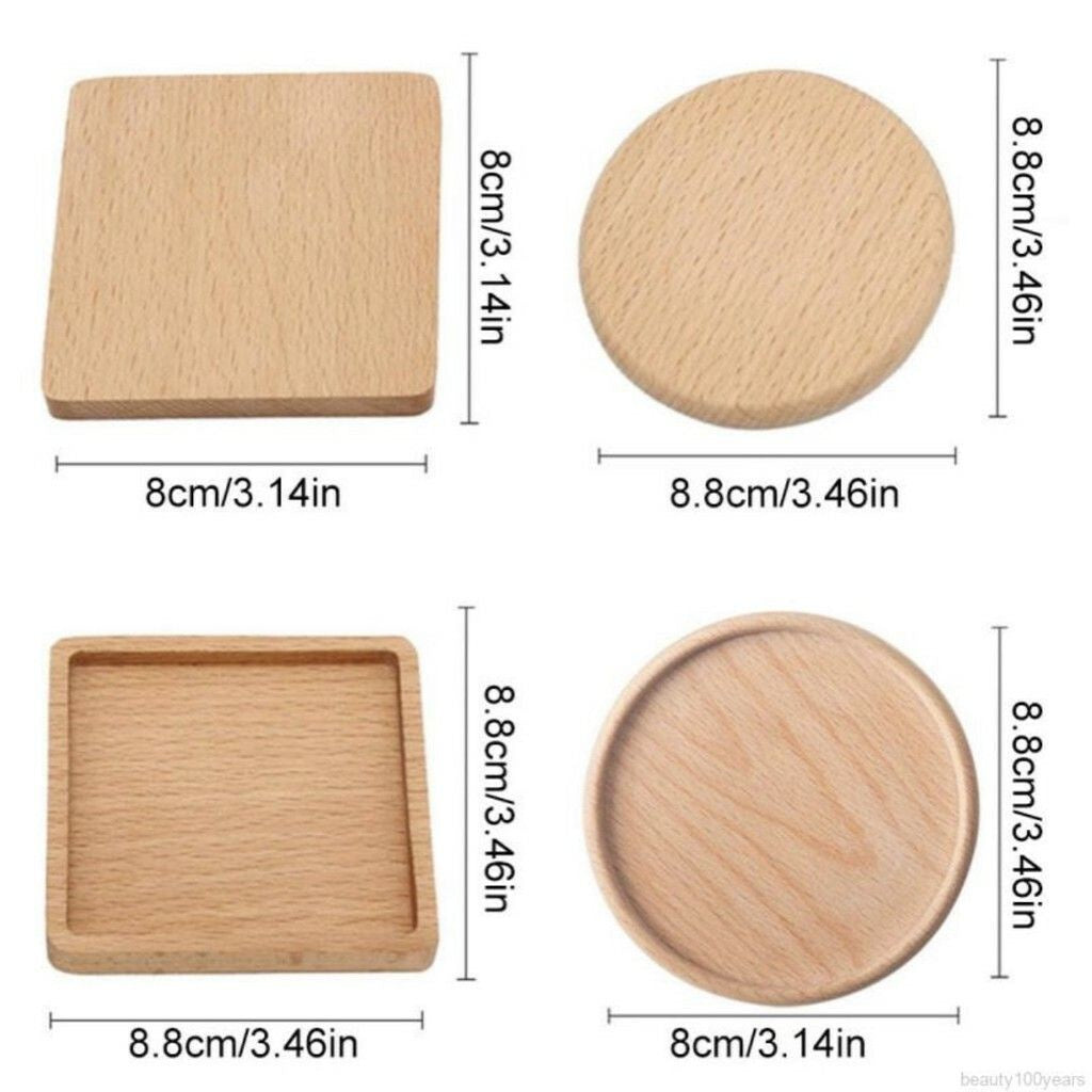 ANJU アンジュ Wooden Coaster/ Plate Beech Black Walnut Wood Coaster Retro Insulation Cup Tray 【Ready Stock🔥】.