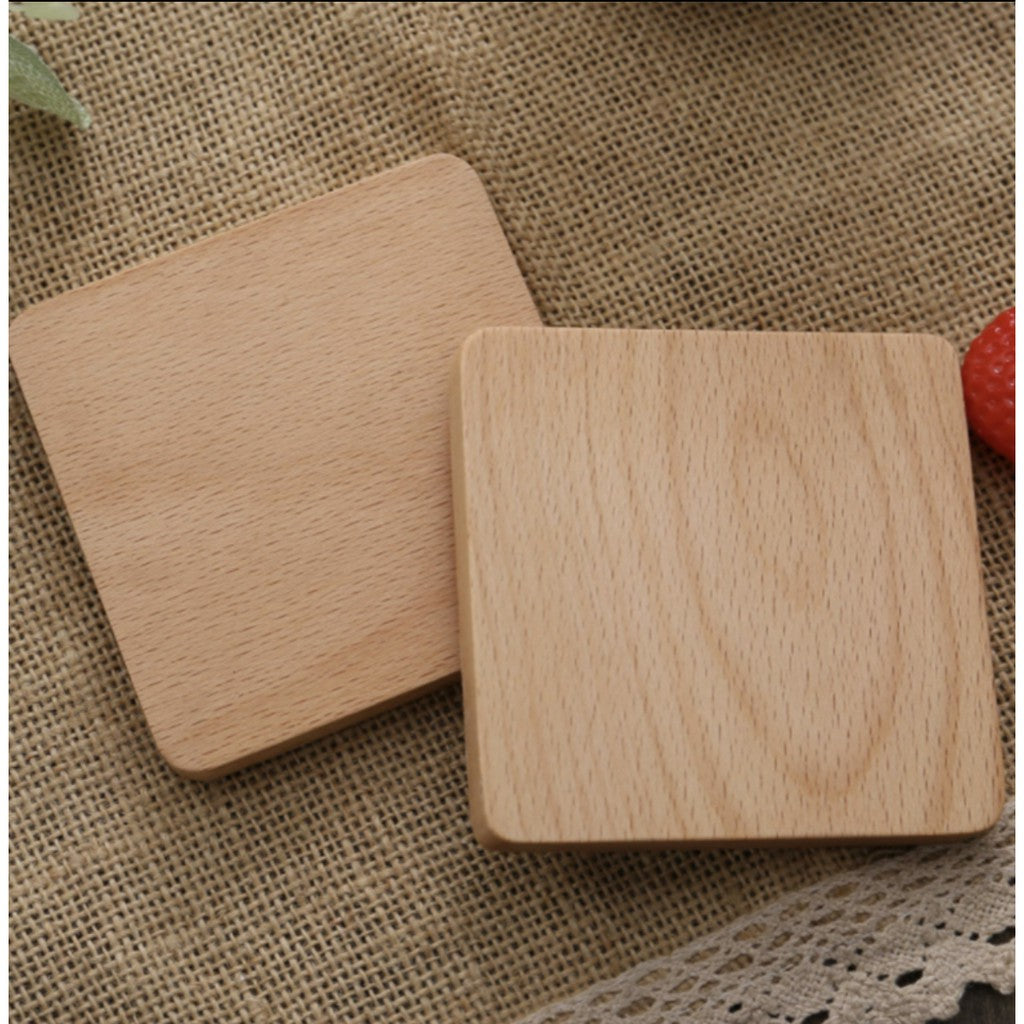 ANJU アンジュ Wooden Coaster/ Plate Beech Black Walnut Wood Coaster Retro Insulation Cup Tray 【Ready Stock🔥】.